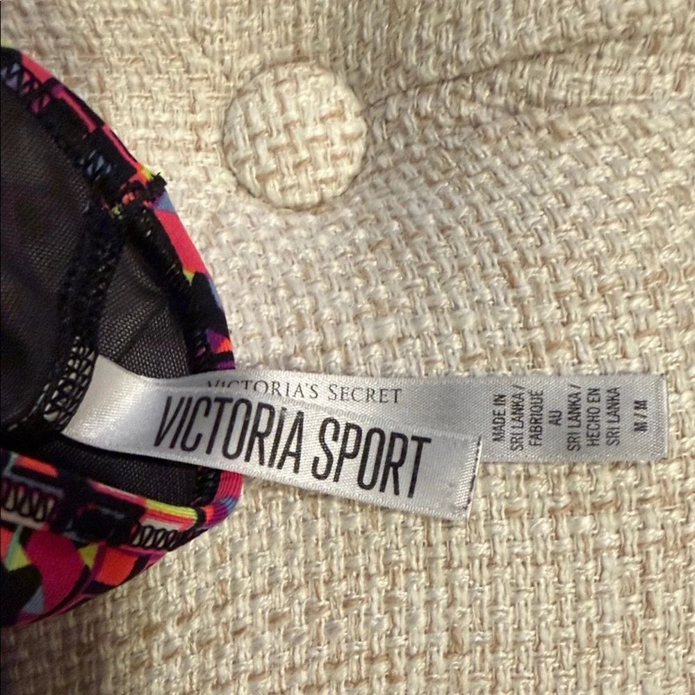 Victoria’s Secret VSX Women's Geometric Pattern Sports Bra - Pink and Black M